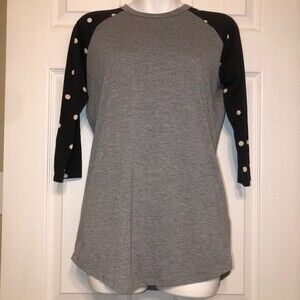 LuLaRoe Size XS Gray Black White Dot Randy Top